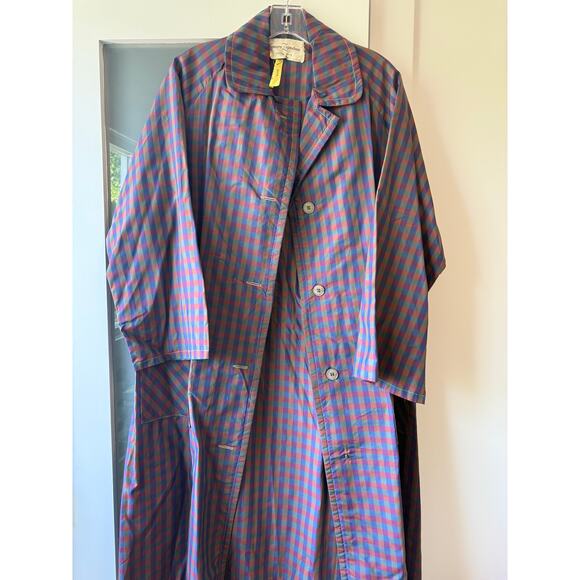 Vintage Lawrence Of London Women's Tartan Plaid Rain Car Coat Medium - Picture 1 of 4